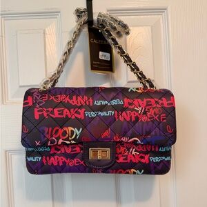 Caleesa Purple Graphic Shoulder Bag